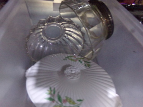 CRYSTAL SERVING BOWLS AND COVERED SERVING DISH