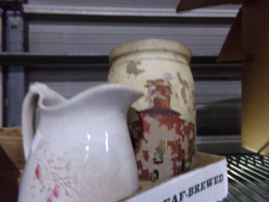 SALT GLAZE CROCK AND PITCHER