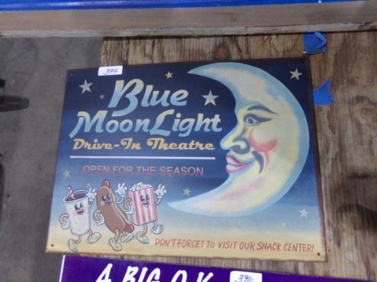 BLUE MOON LIGHT DRIVE IN THEATER SIGN REPRODUCTION 12 X 17