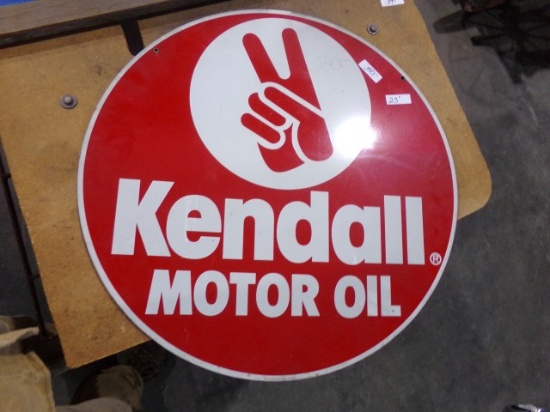 KENDALL MOTOR OIL SIGN TIN DOUBLE SIDED 23 INCH