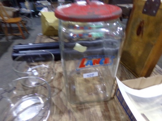 LANCE JAR WITH TIN TOP APPROXIMATELY 13 INCH