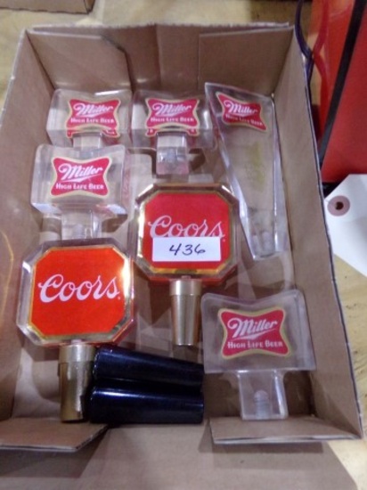 BOX OF MILLER AND COORS TAP PULLS