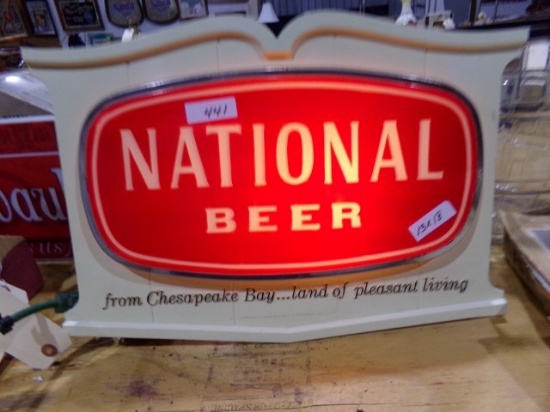 LIGHTED NATIONAL BEER SIGN 13 X 18