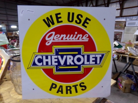 TIN CHEVROLET PARTS SIGN 24 X 24 DOUBLE SIDED