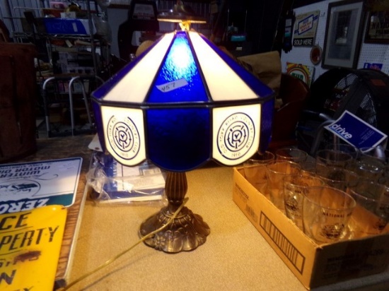 SLAG GLASS LAMP OLD YORK RR COUNTRY CLUB