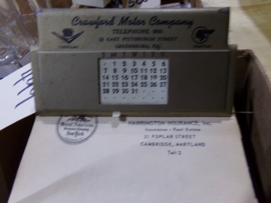 BOX WITH ELCO EQUIPMENT COMPANY MIRROR FARM IMPLEMENTS PHONE NUMBER 742 AND