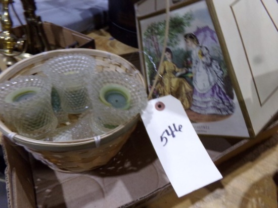 BOX WITH CANDLES AND CANDLE HOLDERS AND LAMP SHADE