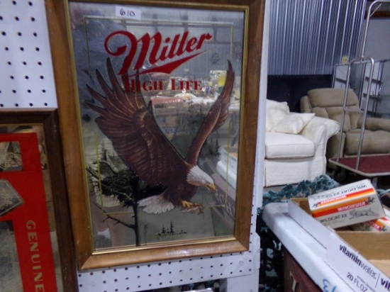 MILLER HIGH LIFE MIRRORED SIGN 22 X 15
