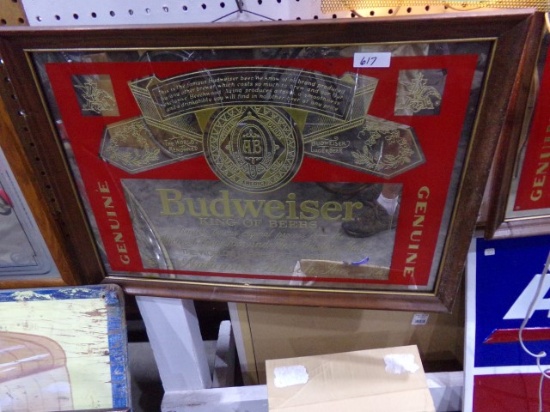 BUDWEISER MIRRORED SIGN 26 X 18