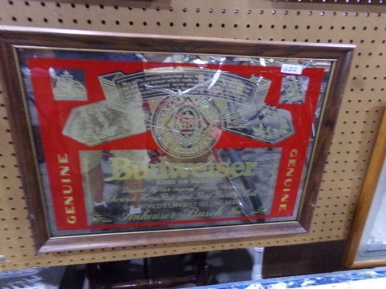BUDWEISER MIRRORED SIGN 26 X 18