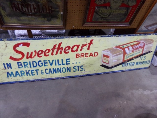HAND PAINTED 8 X 2 SWEETHEART BREAD SIGN DOUBLE SIDED BRIDGEVILLE MARKET
