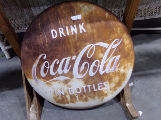 COCA COLA BUTTON SIGN 24 INCH ACROSS