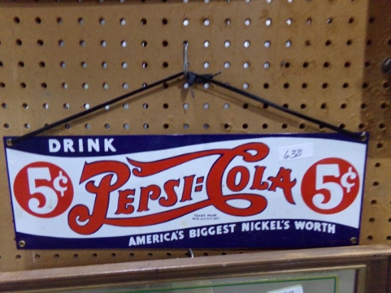 DRINK PEPSI 5 CENT SIGN METAL 18 X 6