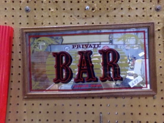 PRIVATE BAR SIGN APPROX 17 X 9