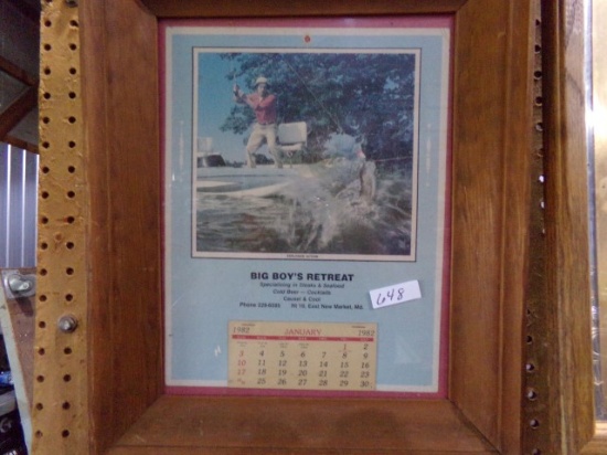FRAMED UNDER GLASS BIG BOYS RETREAT CALENDAR 1982