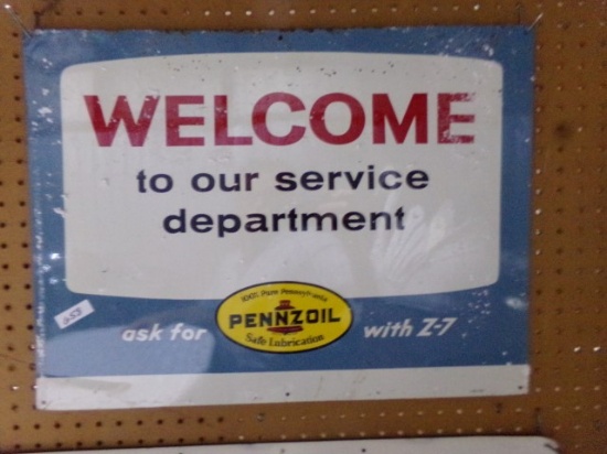 PENNZOIL WELCOME TO OUR SERVICE DEPT METAL