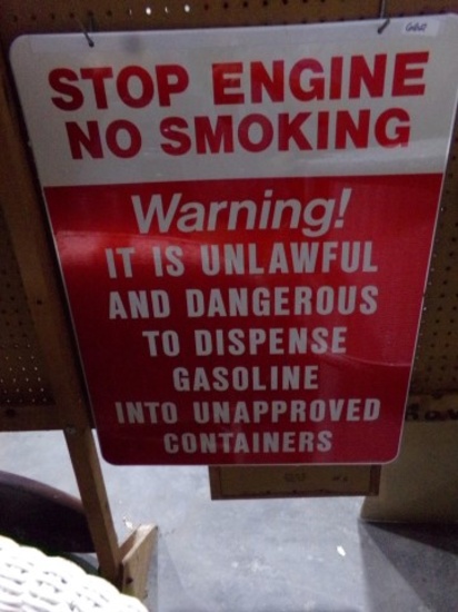 METAL STOP ENGINE NO SMOKING SIGN