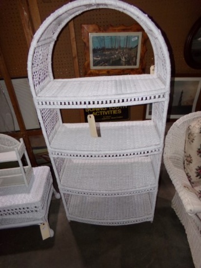 WICKER FOUR TIER SHELF UNIT
