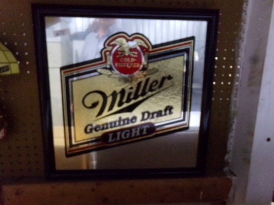 MILLER GENUINE DRAFT LIGHT MIRRORED SIGN