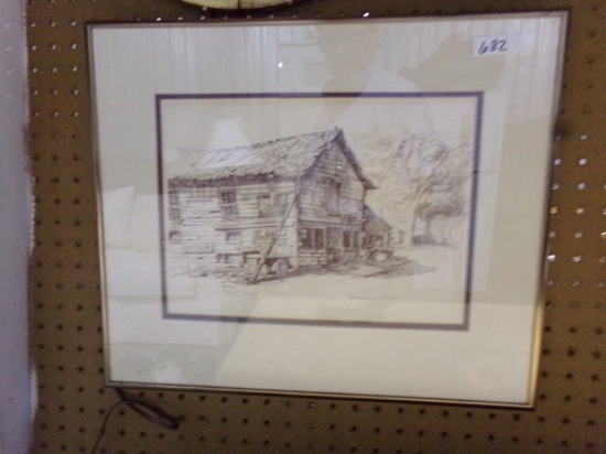 FRAMED UNDER GLASS PRINT SAM JONES STORE BY W ROBERT TOLLEY