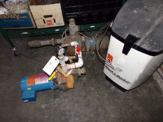 TWO GOULDS WATER PUMPS AND BLACK AND DECKER BRINE TANK