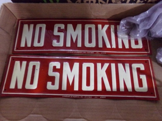 PAIR OF NO SMOKING SIGNS TIN 14 X 4