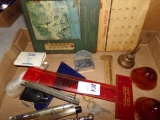 BOX LOT MISC ADVERTISING COLLECTIBLES INCLUDING BARR CONCRETE PHILLIPS OIL