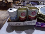 BOX OF BEER COLLECTIBLES INCLUDING NATIONAL BO MILLER HIGH LIFE AND MORE