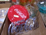 BOX OF COCA COLA GLASSES AND MEMORABILLIA