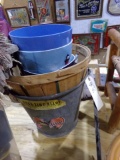GALVANIZED BUCKET AND WASTE BASKET AND BASKETS