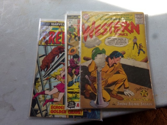 FOUR COMIC BOOKS INCLUDING DC WESTERN AND MARVEL COMICS GROUP RENO JONES GU