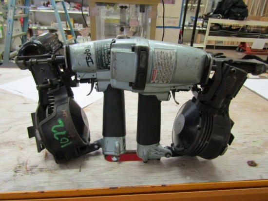 #1072 2 HITACHI 1 3/4 INCH COIL NAILER MOD NV45AB2