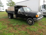 #1502 1990 FORD 450 REG CAB 94900 MILES 7.3 DIESEL 9' DUMP BODY DUALLY 5 SP