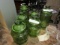 SET OF 5 GREEN GLASS CANISTERS