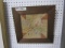 SQUARE OF PATCHWORK QUILT FRAMED UNDER GLASS 14 X 14