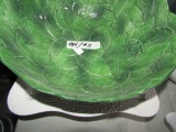 GREEN LEAF SALAD BOWL AND SQUARE PEDESTAL WITH SERPENTINE EDGES