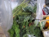 BAG OF FAUX PINE CONES CEDAR BUSHES AND MORE