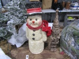 20 INCH SNOWMAN AND HAND CARVED SANTA
