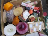 BOX OF DECORATIVE AND SCENTED CANDLES
