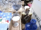 BOX LOT INCLUDING MOOSE BOOKENDS AND HOUR GLASSES