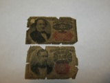 1845 25 CENT US NOTE 10 CENT US NOTE