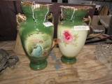 PAIR OF HAND PAINTED URNS