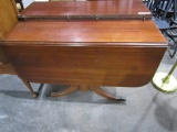 MAHOGANY DROP LEAF TABLE WITH EXTRA LEAVES BRASS CAP FEET 40 X 60 WITHOUT L