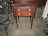 ANTIQUE DROP LEAF WORK TABLE WITH BRASS PULLS