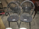 SET OF FOUR WINDSOR STYLE SIDE CHAIRS BLACK