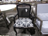 BLACK ARM CHAIR WITH BASKET WEAVE BACK