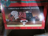 BOX WITH CHRISTMAS STOCKING HOLDER AND SNOW MAN ORNAMENTS