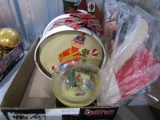 BOX WITH SNOW GLOBE AND CHRISTMAS DECORATIVES