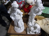 THREE BISQUE FIGURINES ONE WITH MARKINGS