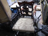 LARGE MAHOGANY ARM CHAIR WITH UPHOLSTERED SEAT